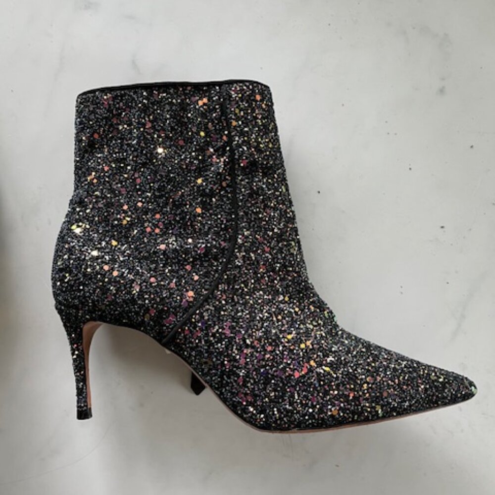 Schutz Rhinestone Pointy Toe High Heeled Boots